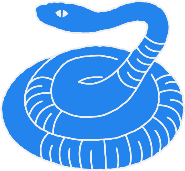 Blue icon of a snake that has markings of a ruler